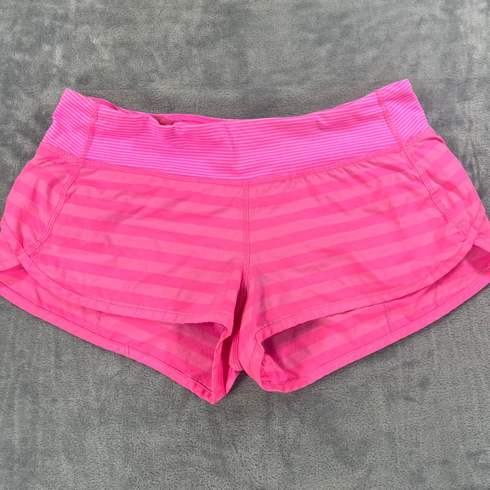 Lululemon Speed Short Pink Striped Running Athletic Shorts Size 8